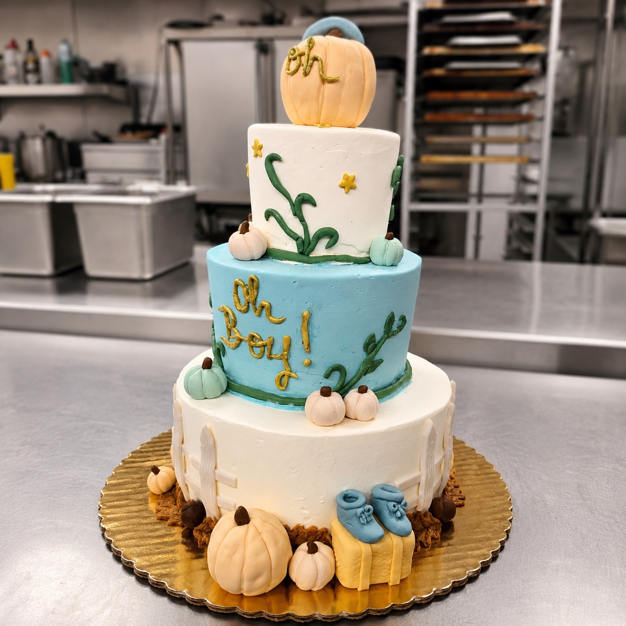 Three-tier custom baby shower cake