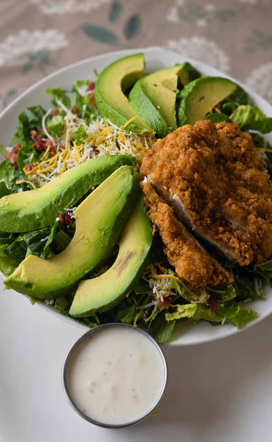 Crispy chicken avocado salad