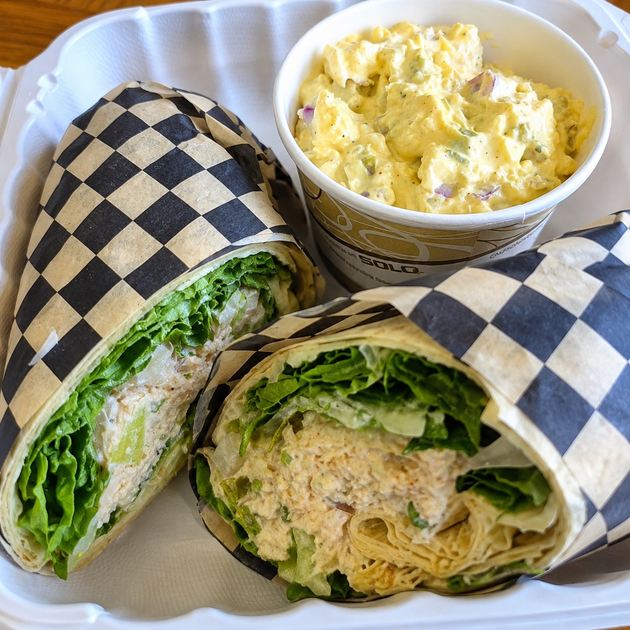 Chicken wraps with potato salad