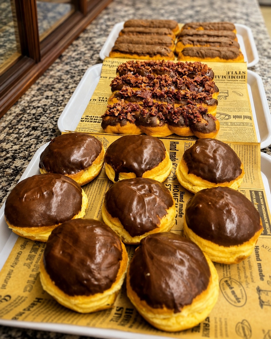Chocolate-topped pastries