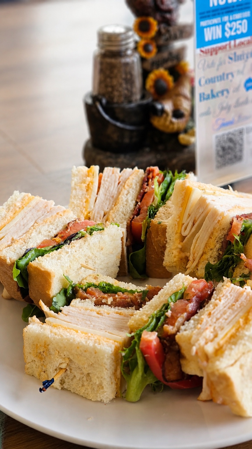 Freshly made club sandwiches